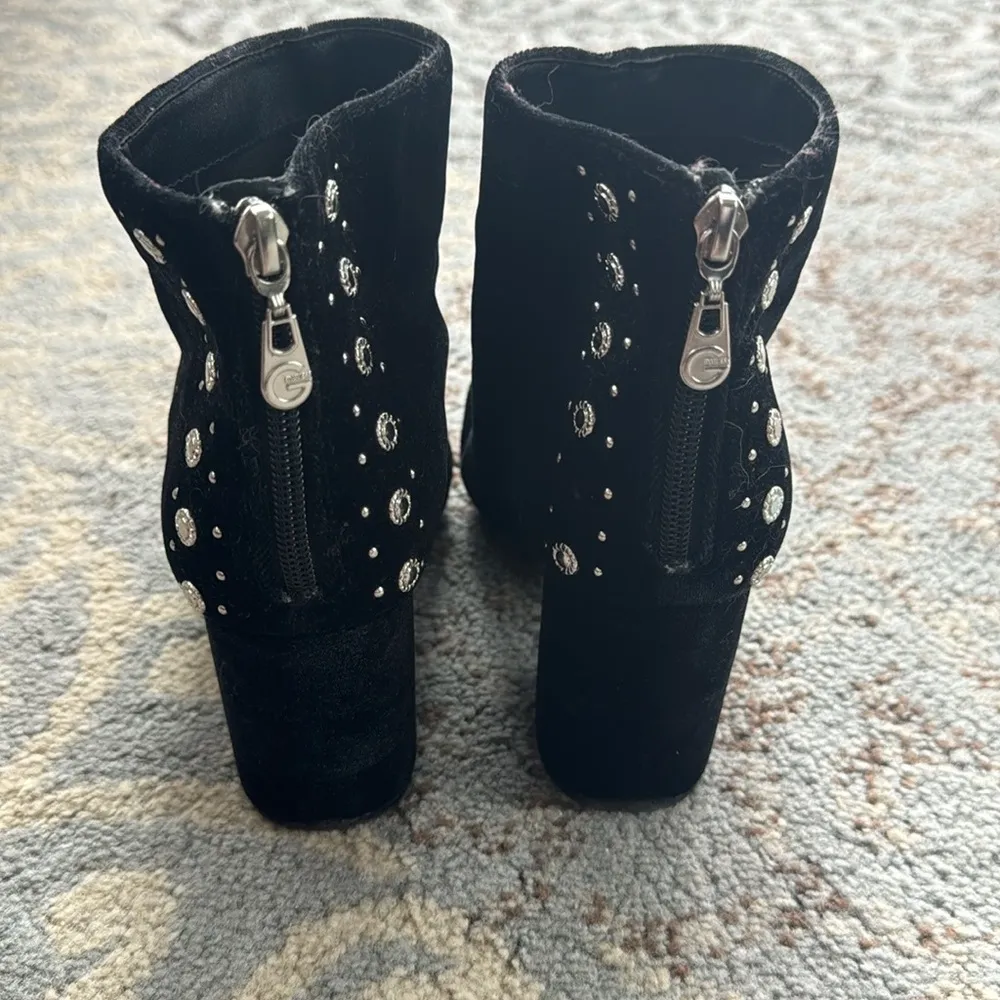 Guess Velvet Bedazzled Booties Black 9 - Image 2