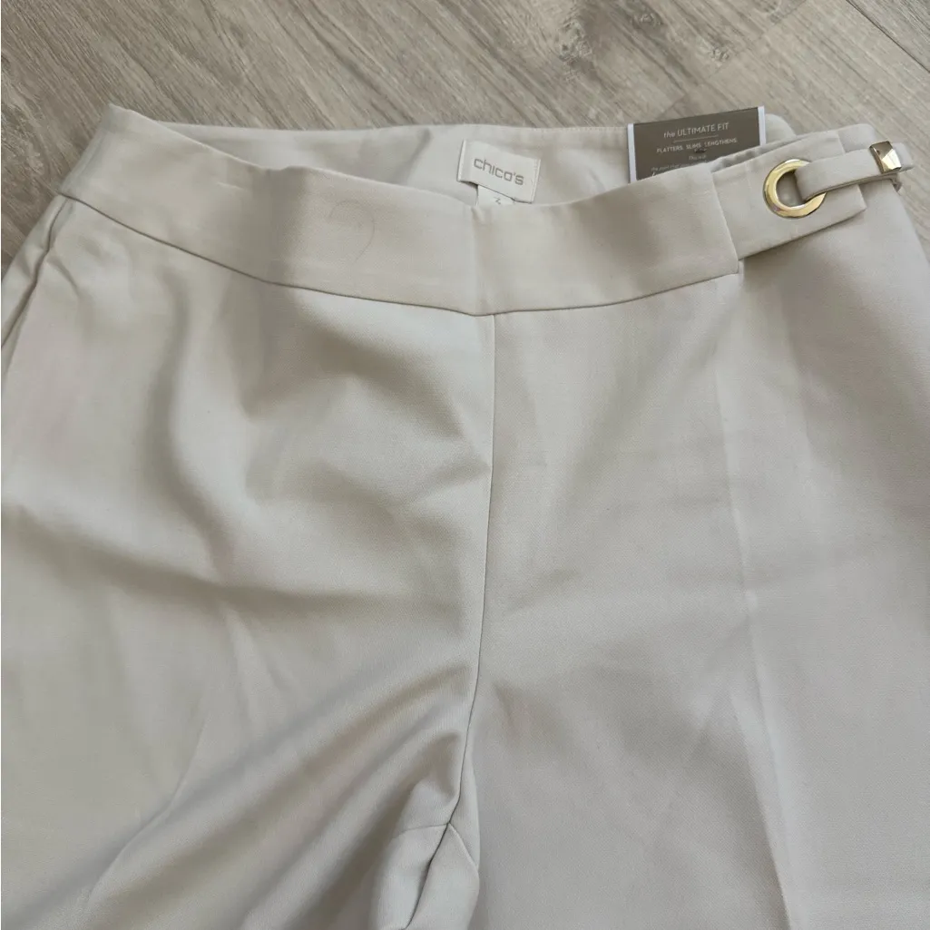 NWT Chico’s Ultimate Fit Soft Pleated Side Hardware Crop Pants | Opal | 3 (XL) - Image 6