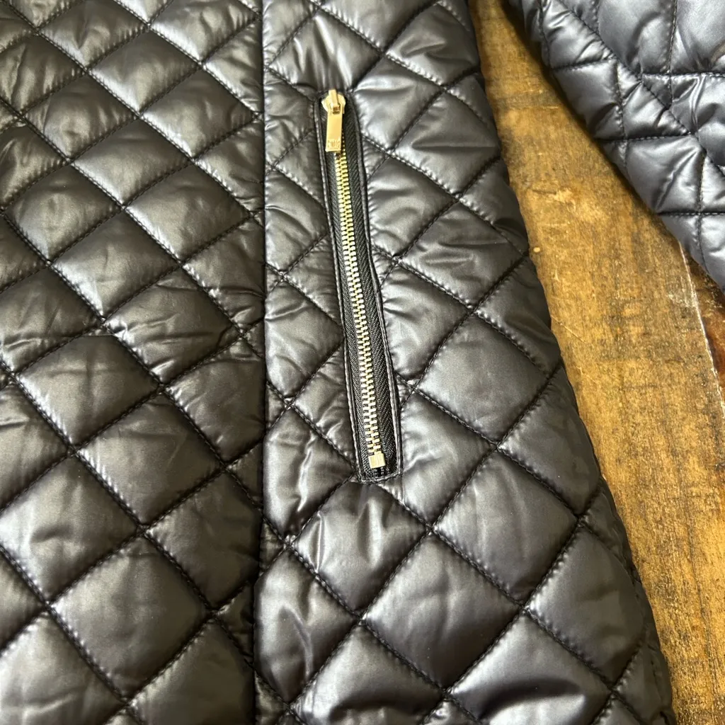 Ivanka Trump Black Quilted Puffer Coat with Fur Hood - Image 7