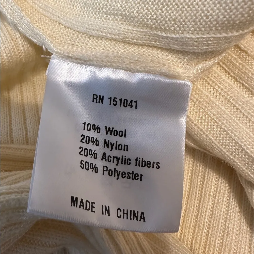 NWT  Cream Ribbed Knit High Neck Sweater Dress Wool Blend Size Medium - Image 4