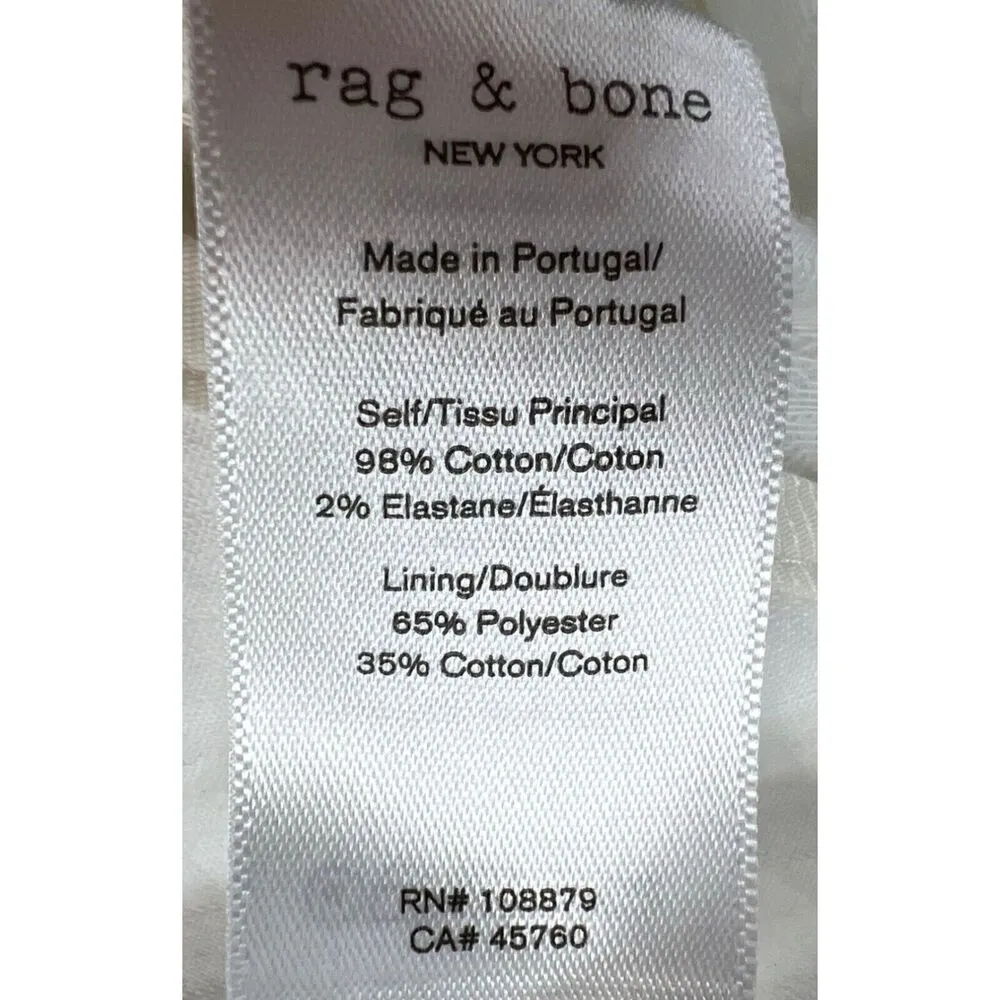 Rag & Bone Abby Jacket Womens XS White Cotton Relaxed Fit Open Belted Minimalist - Image 11
