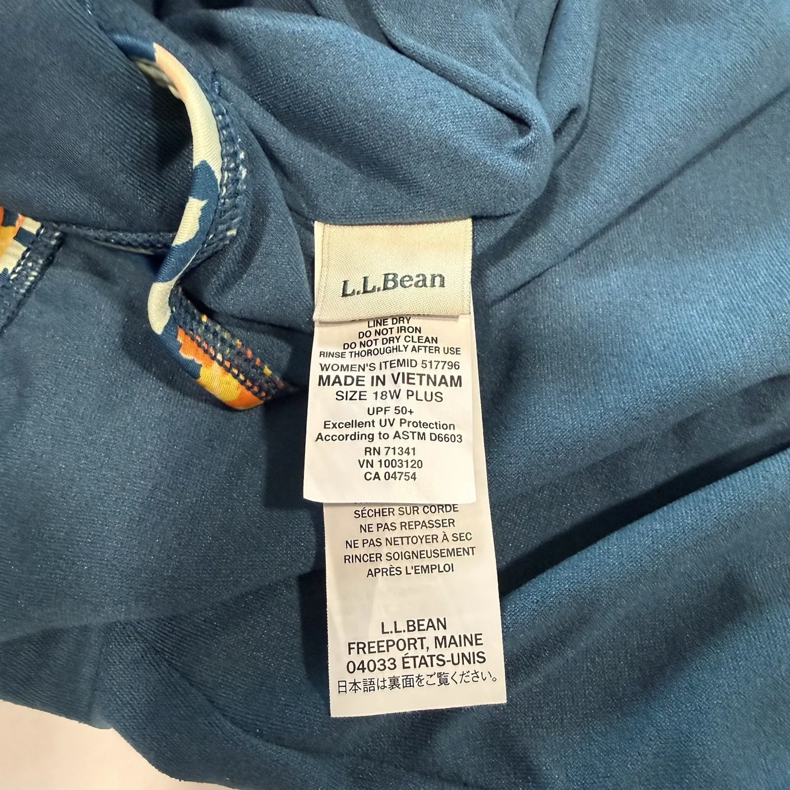 LL Bean Floral New Currents Square Neck Tanksuit One Piece Swimsuit Size 18W - Image 8