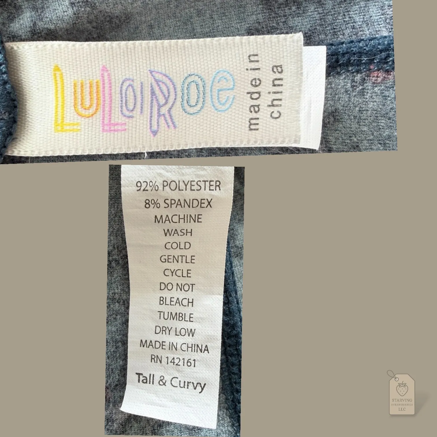 LuLaRoe Tall & Curvy Leggings Blue Gothic Cameo Pattern Fading Soft Stretch - Image 4