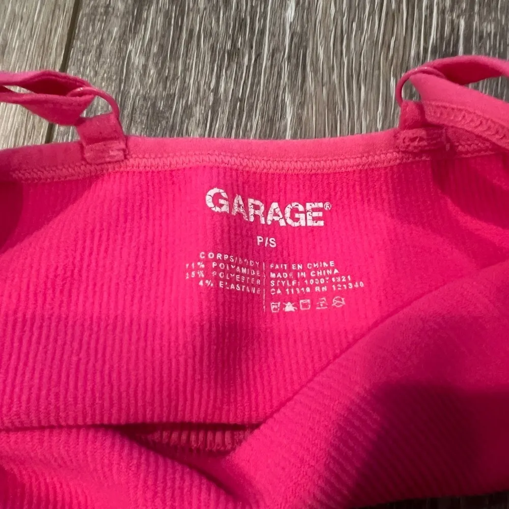 Garage Pink Ribbed Plunge Tank Top - Image 3