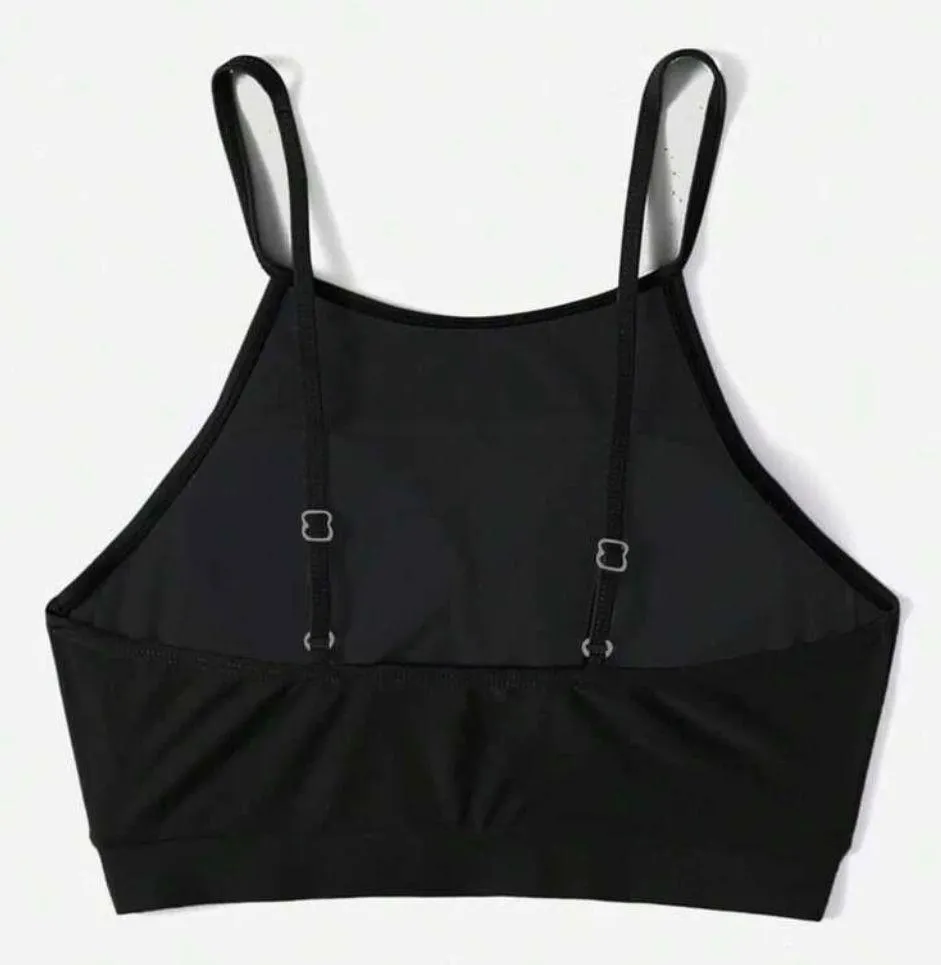 Solid Black Adjustable Strap Tankini Top - Image 2
