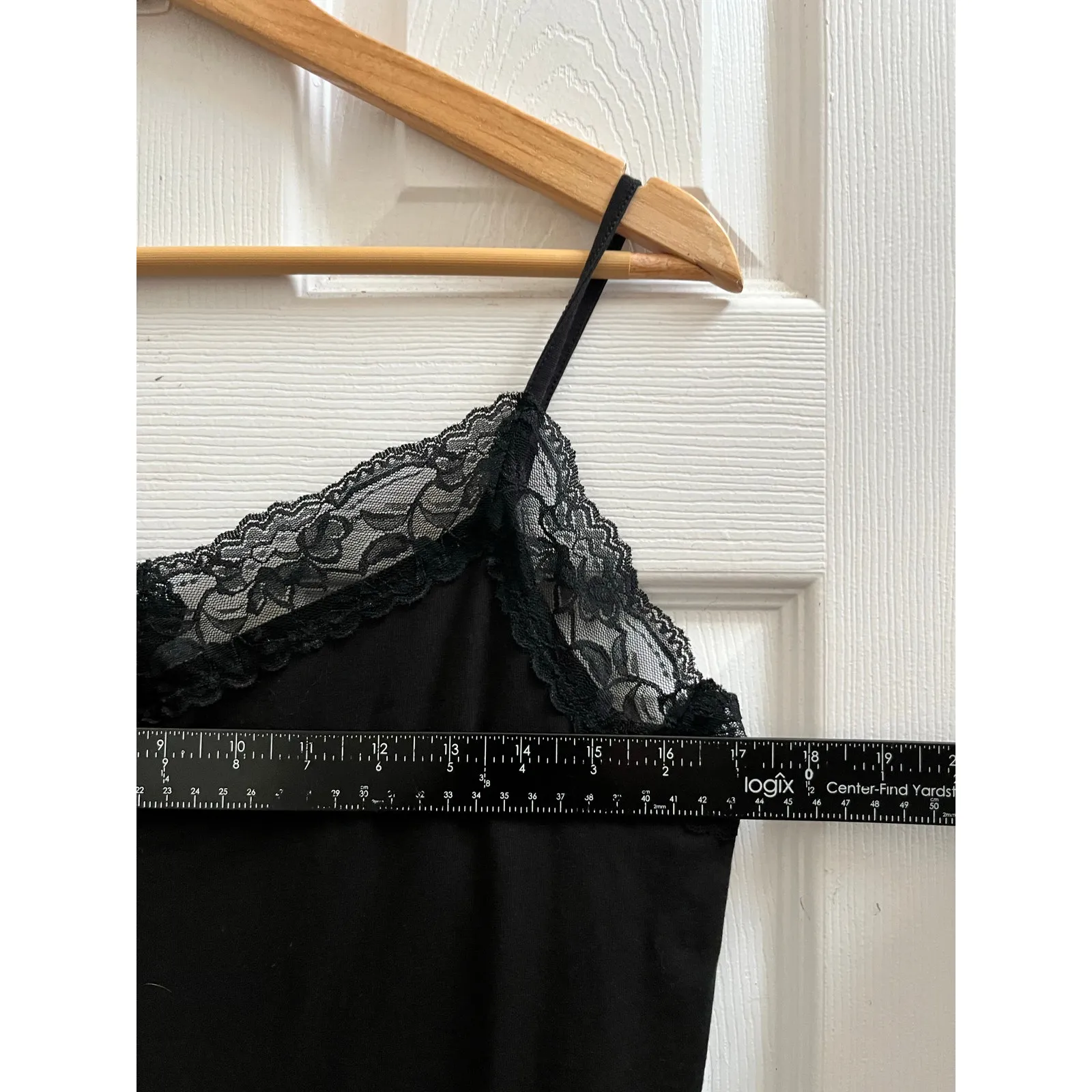 Van Heusen Black Lace Trim Adjustable Straps Cami Tank Top Layer Large - Image 8