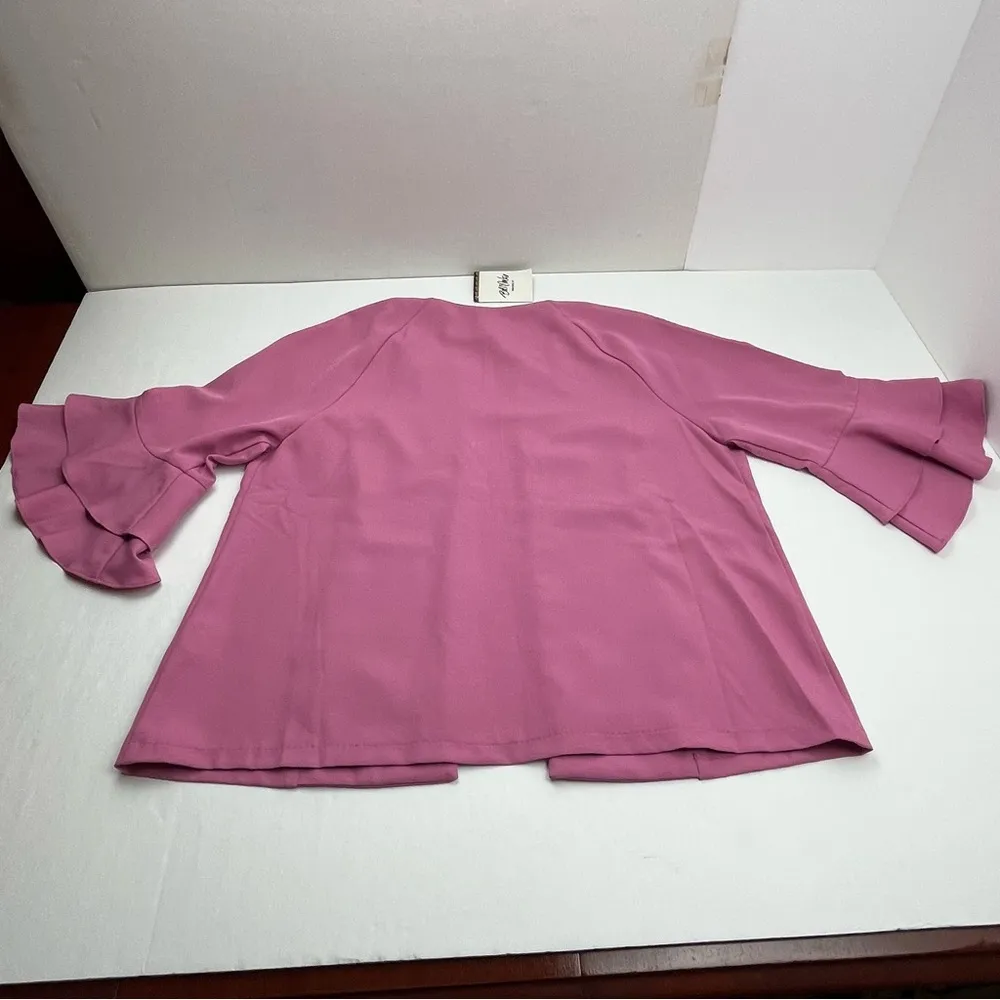 Bob Mackie Wearable Art Ruffle Sleeve Open Jacket Womens SZ Large Pink NEW *FLAW - Image 13