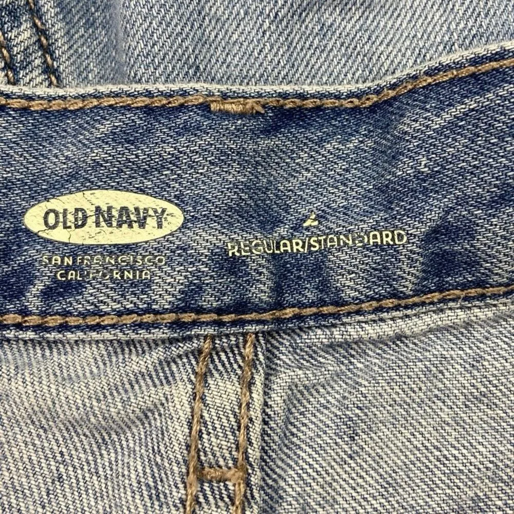 Old Navy Blue Medium Wash 100% Cotton Mid Rise Cutoff Denim Jean Shorts Size 2 - Image 3
