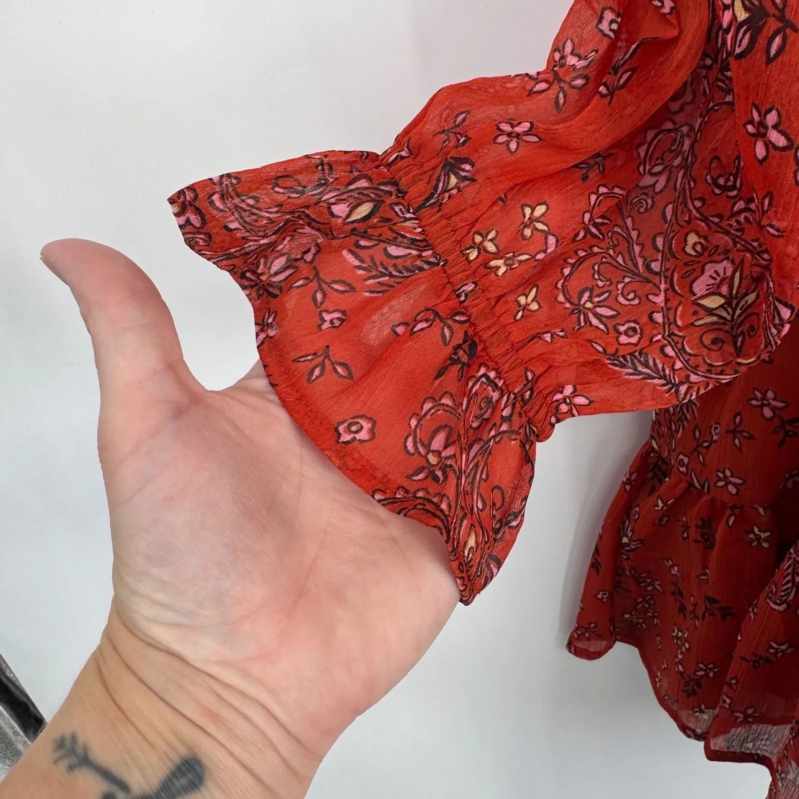 Patrons of Peace Boho Fairy Fall Dress Small Orange‎ Festival Cottage Peasant - Image 5