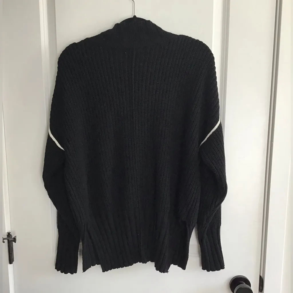 Crescent Black Knit sweater Cotton acrylic wool M - Image 3