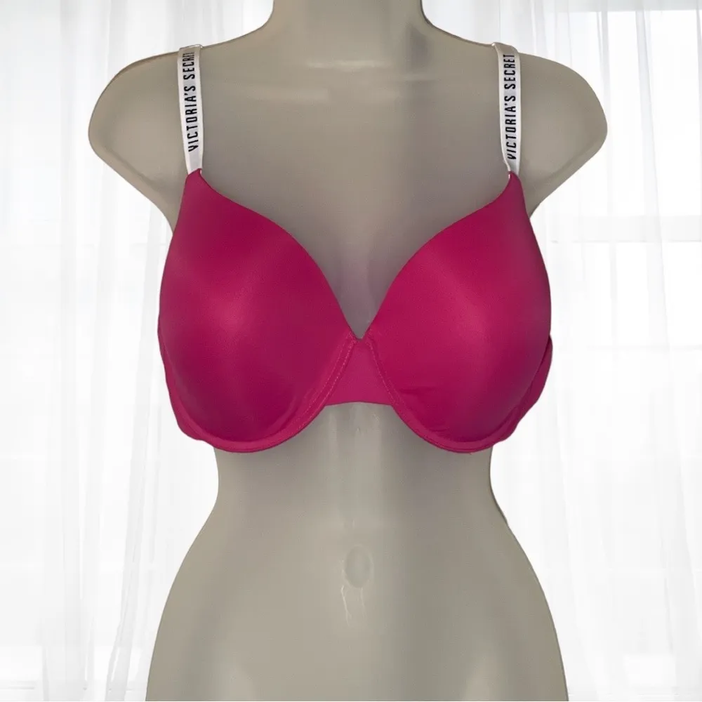 Victoria's Secret T-Shirt Lightly Lined Demi Bra Hot Pink Size 38DD E85 - Image 2