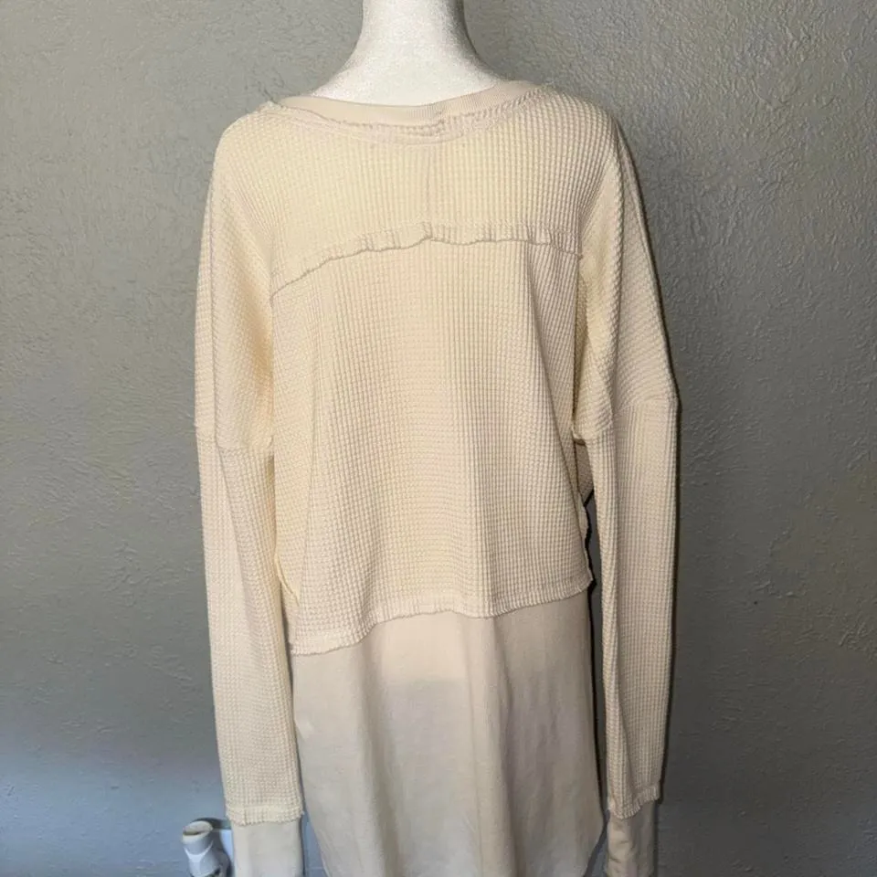 Altard State Cream Sweater Size Medium Oversized Waffle - Image 3