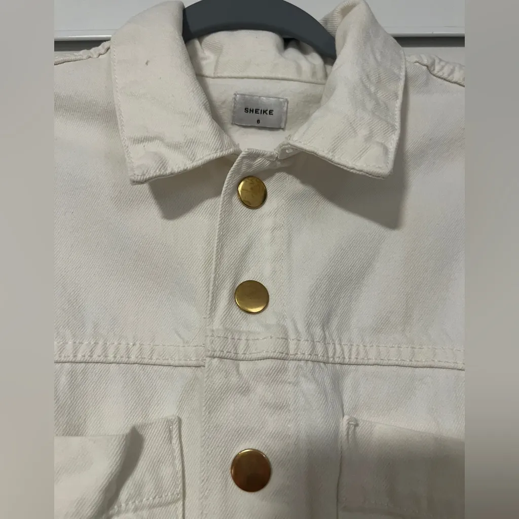 Sheike $165 Nevada Ecru Denim White Gold Jumpsuit Australia Brand Slim Size 2 - Image 4