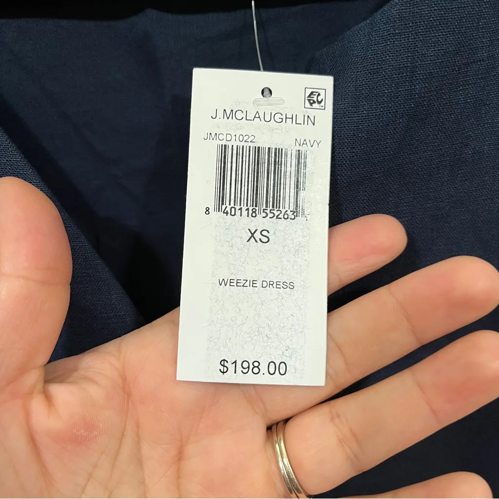 NWT NWT J. McLaughlin Weezie Navy 100% Linen Sheath Dress size XS 1647 - Image 4