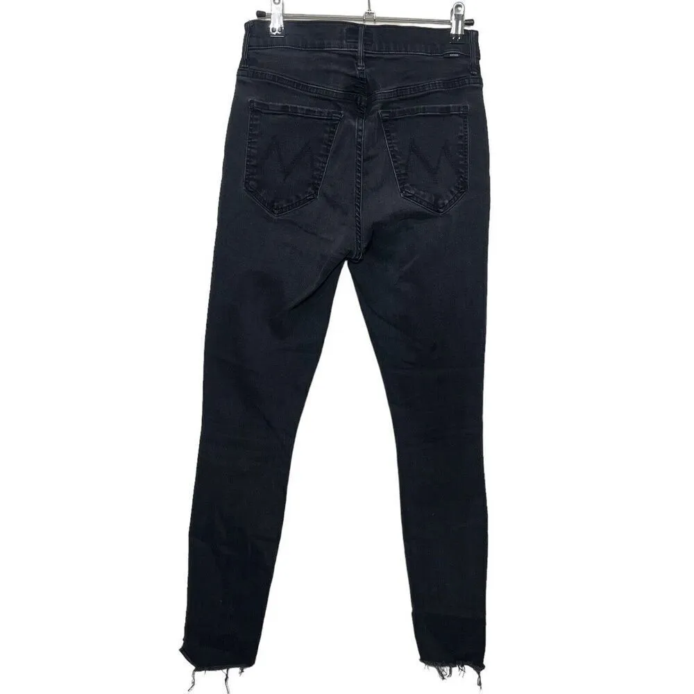 Mother The Stunner Step Fray Jeans Not Guilty Black Women’s Size 27 Raw Hem - Image 3