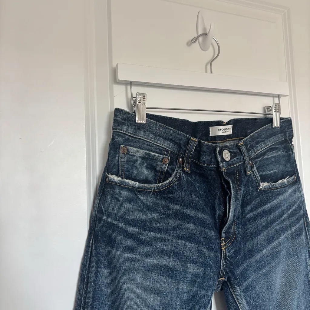 Moussy Vintage Etta Tapered Skinny Jeans Dark Blue Size 26 - Image 8