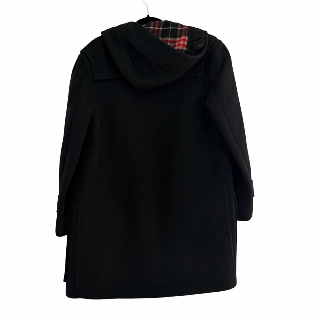 BURBERRY Wool Vintage Plaid Nova Black Hooded Toggle Car Coat Jacket Sz L - Image 3