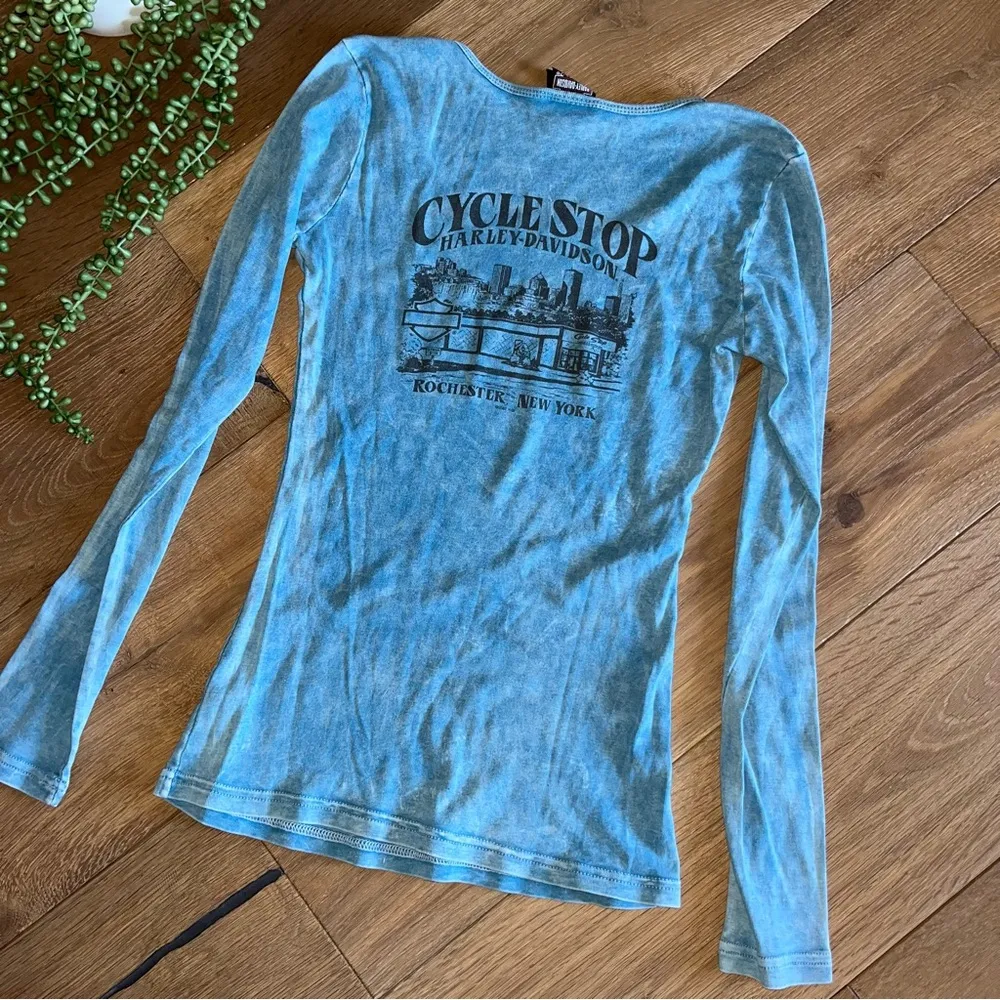 Harley-Davidson cycle stop Rochester New York long sleeve blue studded - Image 5