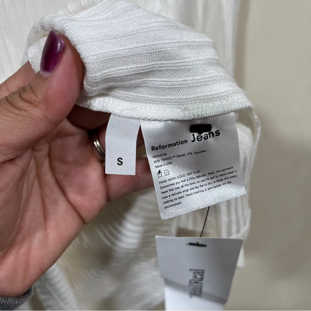 Reformation Laurie Button-up Shirt - Cream size small EUC - Image 3