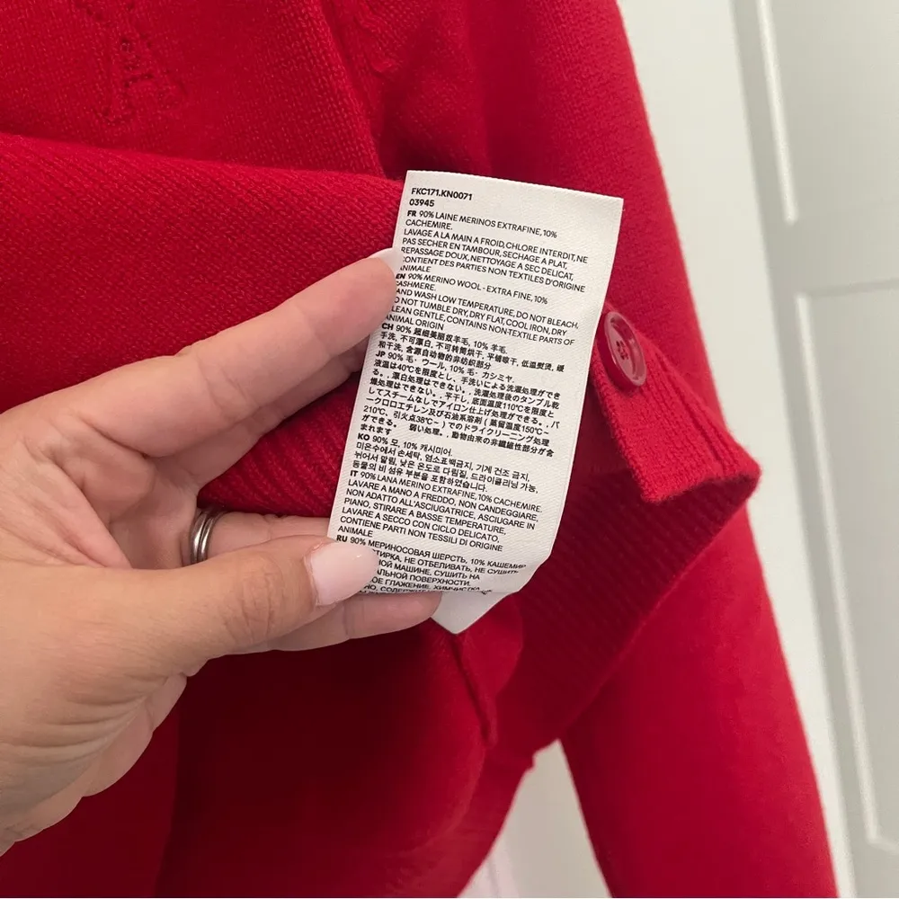 Ami RED Heart WOOL KNIT DE COEUR CREWNECK CARDIGAN Sweater - Image 9