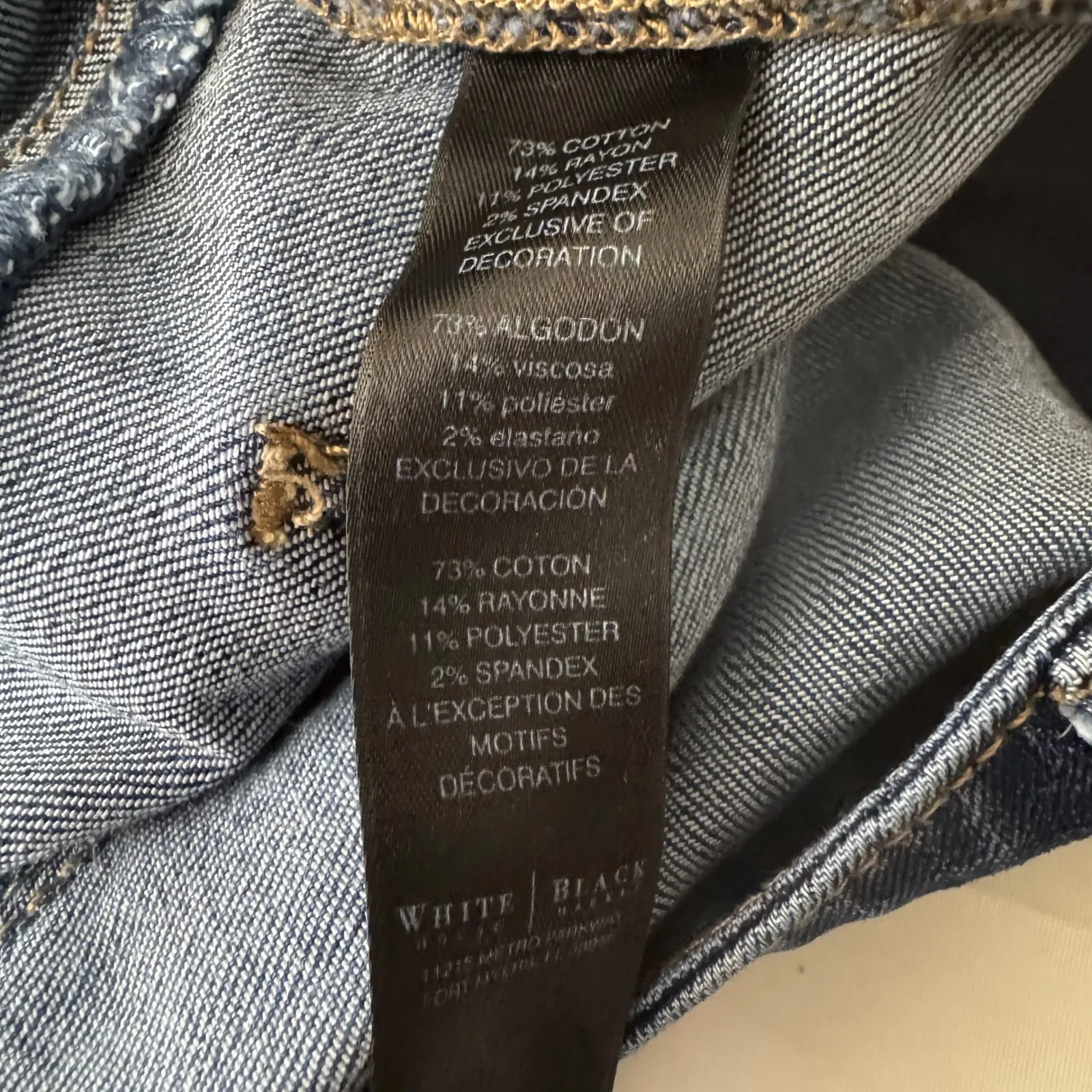 White House Black Market Slim Crop Jeans Dark Wash Size 10 Raw Hem - Image 4