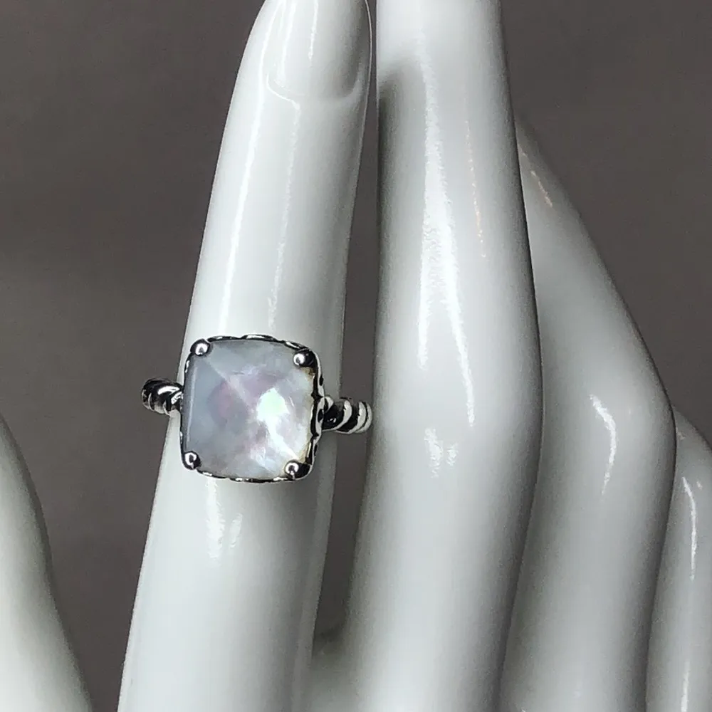 PANDORA Sincerity Twisted Sterling Silver Mother Of Pearl Cushion Cut Ring 50 5 - Image 6