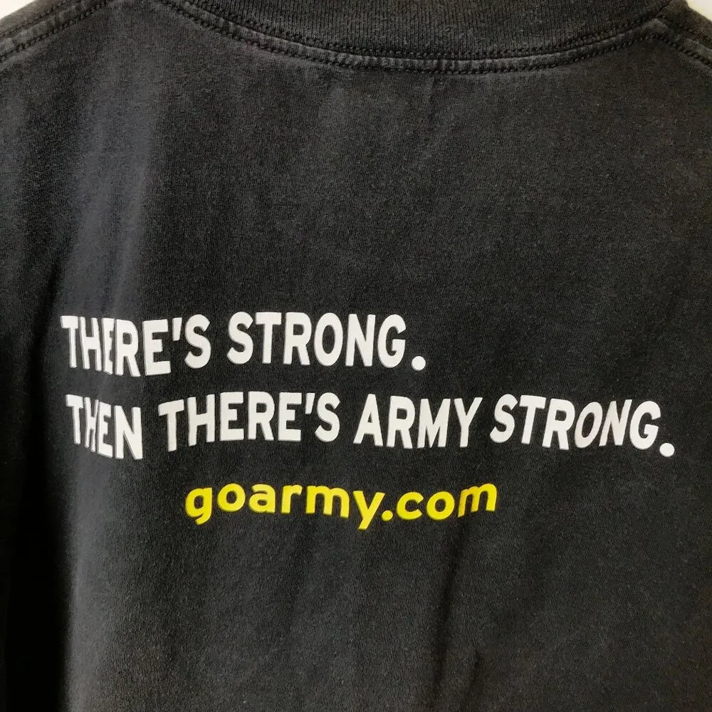 Vintage Y2K Army T Shirt Black Large L Graphic Tee - Image 8