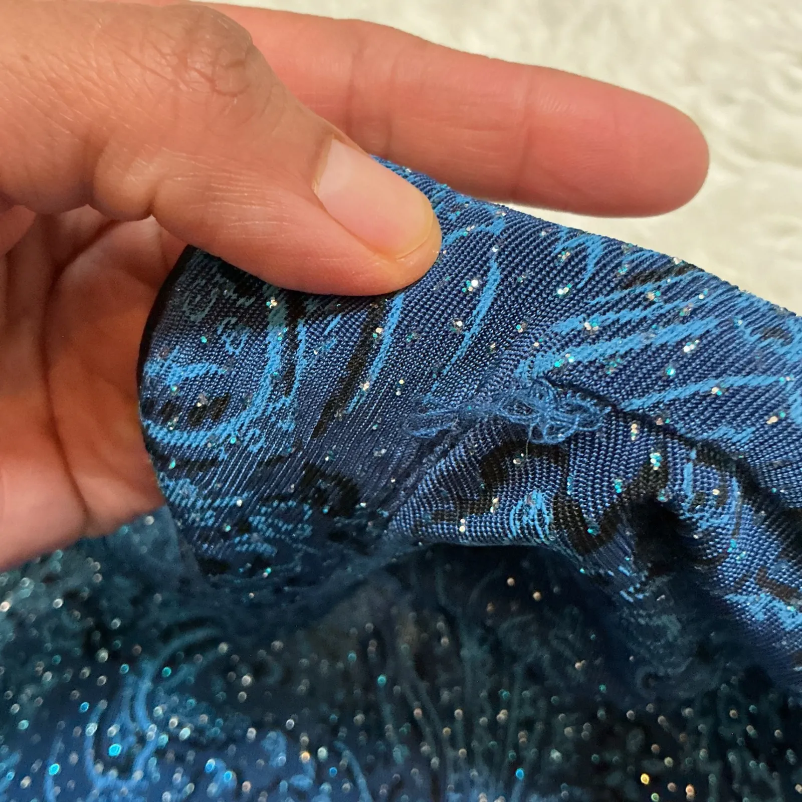 ONYX Nite Blue Paisley Sparkle Rhinestone Open Front Blazer Jacket Women S - Image 4