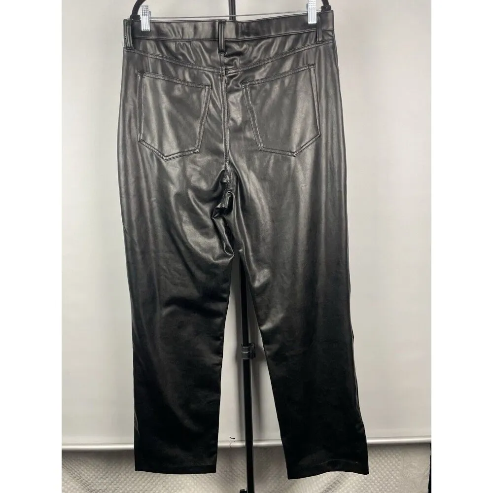 Abercrombie & Fitch Curve‎ Love Black Pants 90's Relaxed Vegan Leather 33/16 - Image 3