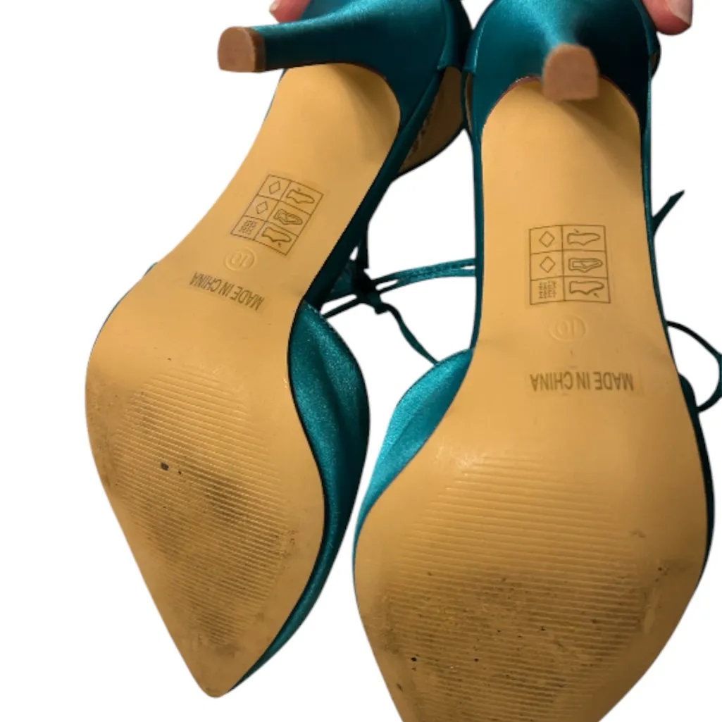ElegantPark Teal Strappy Heels Blue Size 10 - Image 6