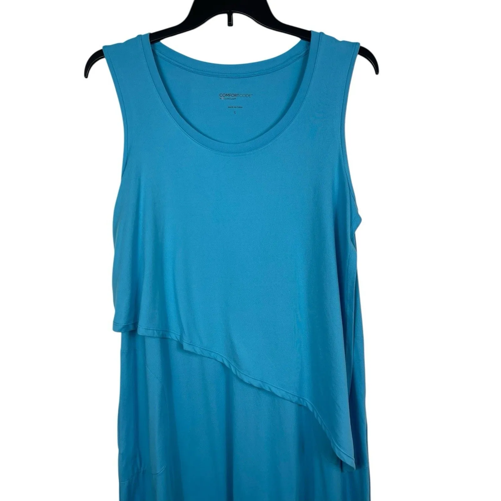 Comfort Code by Cuddl Duds Dress Large Blue Sleeveless Asymmetrical Layered - Image 4
