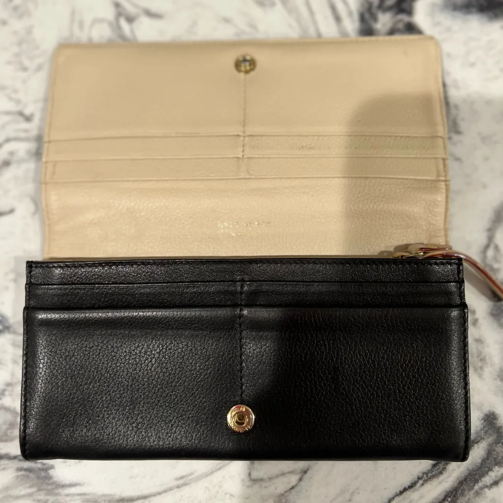 Kate Spade black and snake print leather long wallet - Image 8