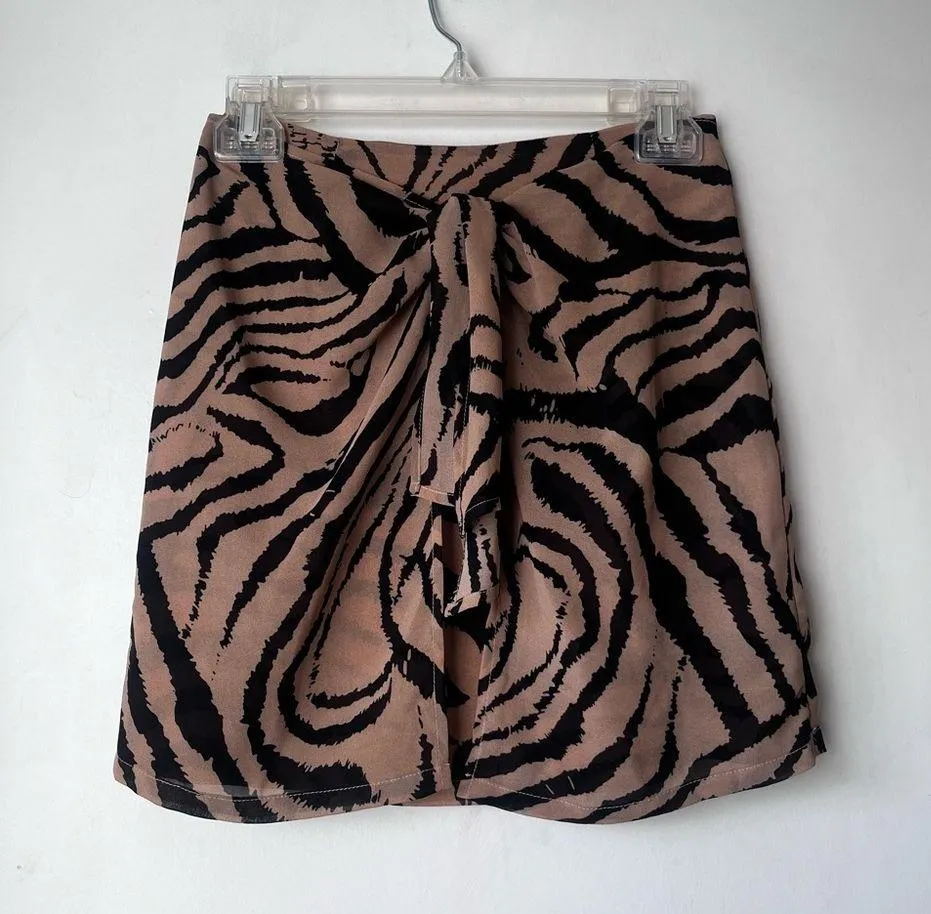 Deb Tan Brown & Black Patterned Mini Skirt XS - Image 5