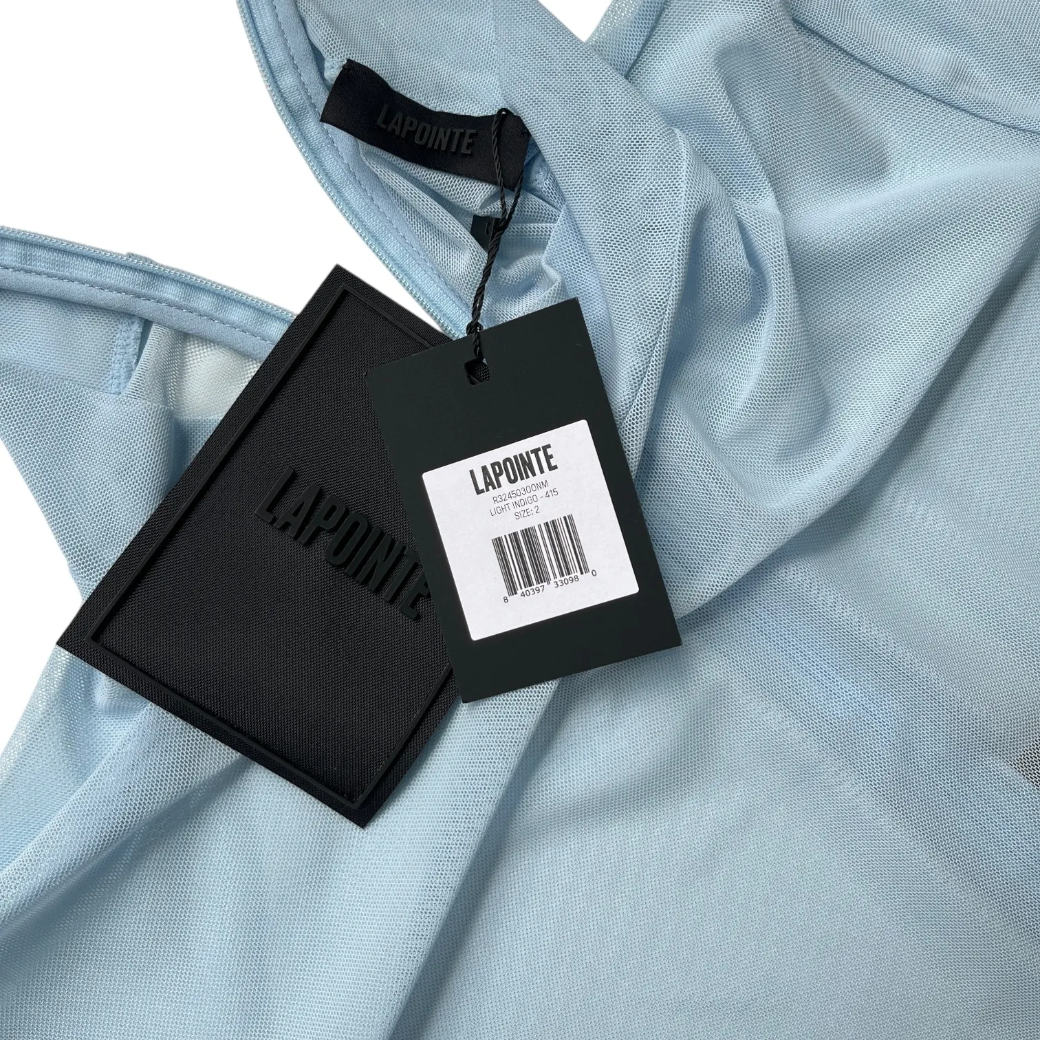 Lapointe Mesh‎ Mock Neck Catsuit in Light Indigo Blue Size 2 - Image 5