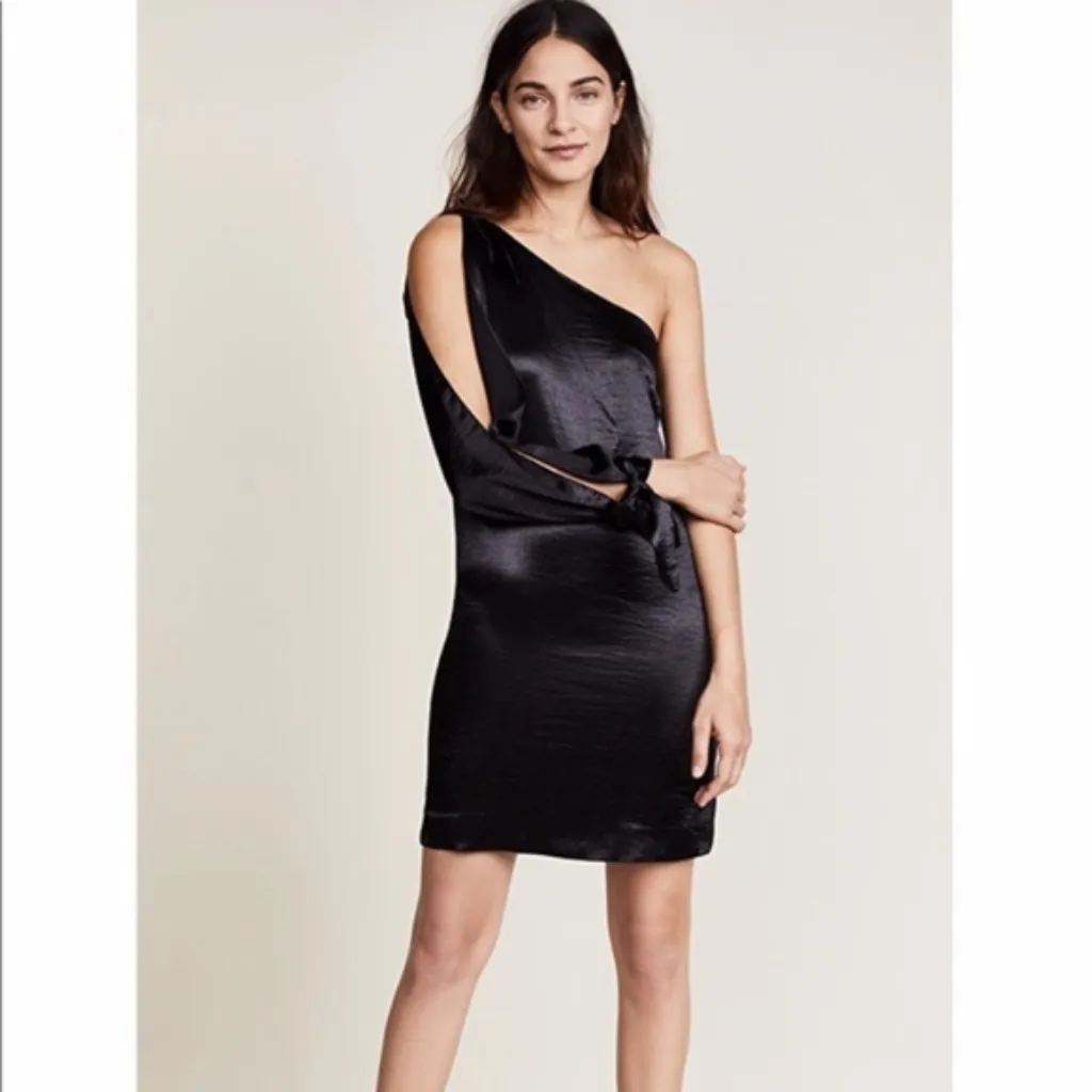 NWT Rebecca Minkoff Nash Dress Black One Shoulder Silky Fabric - Image 8