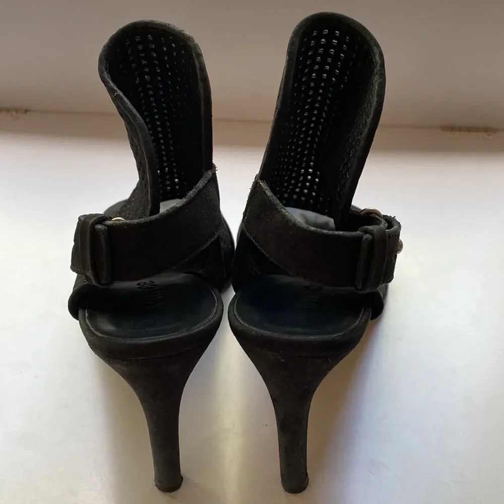 Vince Aden Laser Cut Suede Peep Toe‎ Heel Sandal Slingback Booties Nubuck 7 37.5 - Image 9