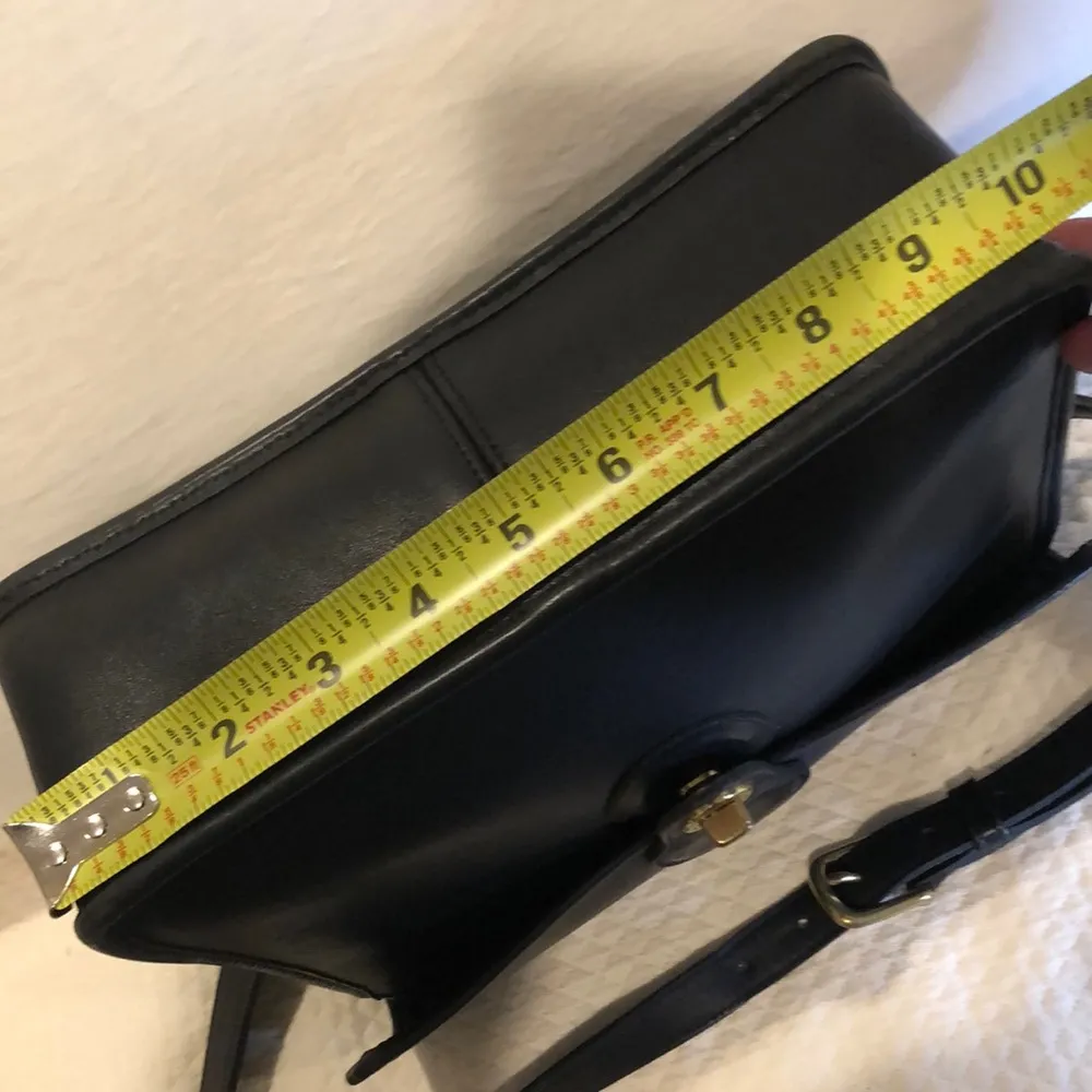 WILLIS Black Leather Station Turn Lock Crossbody Shoulder Bag Vintage - Image 18