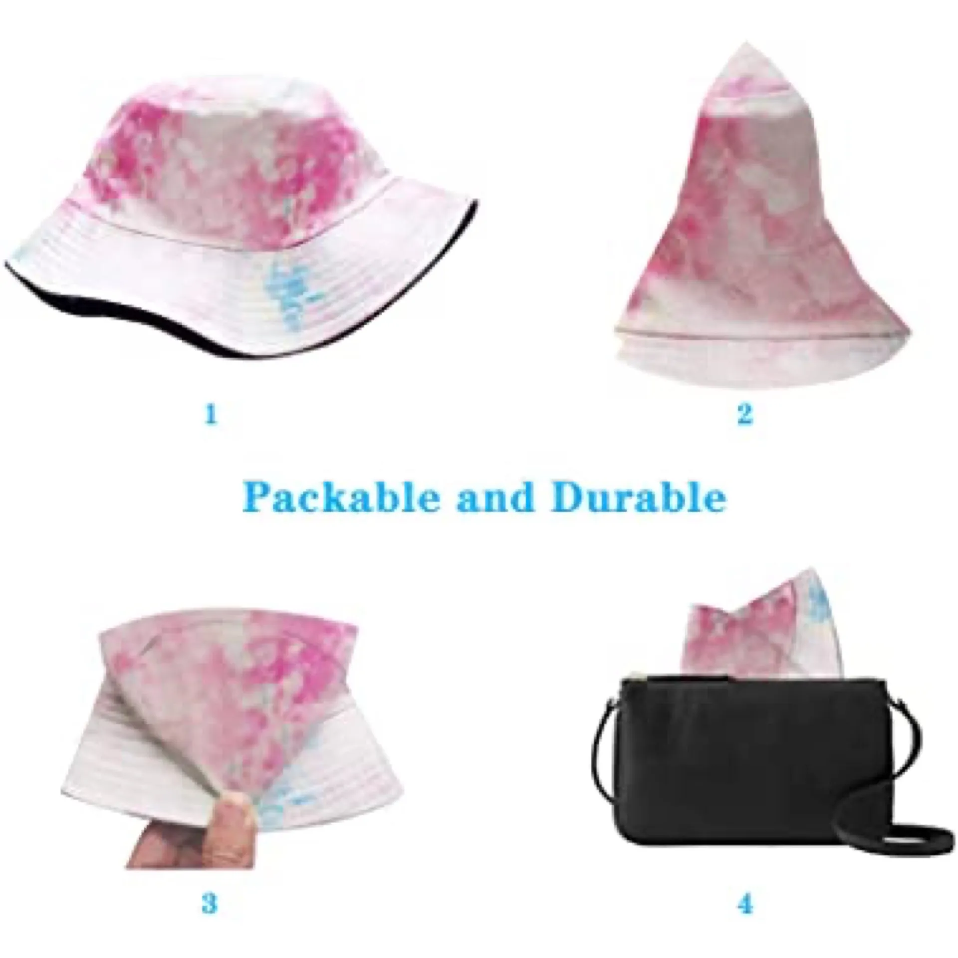 Tie Dye & Black Cotton Reversible Bucket Hat One Size Multiple - Image 5