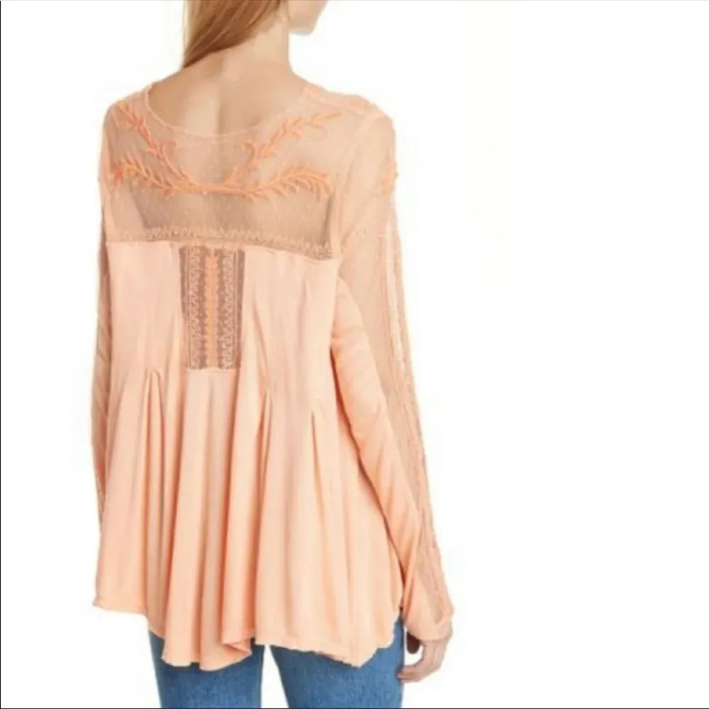 Free People Jojo Mixed Media Long Sleeve Top Havana Sands Medium - Image 3