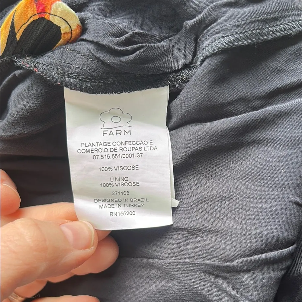 Farm Rio Anthropologie Dress Mini Smocked Dainty Off Shoulder Black Size Small P - Image 11