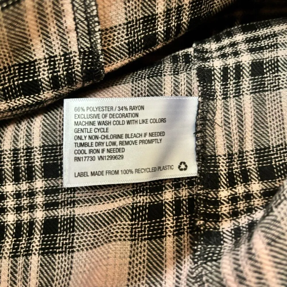 Knox Rose Top Womens Medium Multicolor Plaid Split Neck Popover Blouse - Image 8