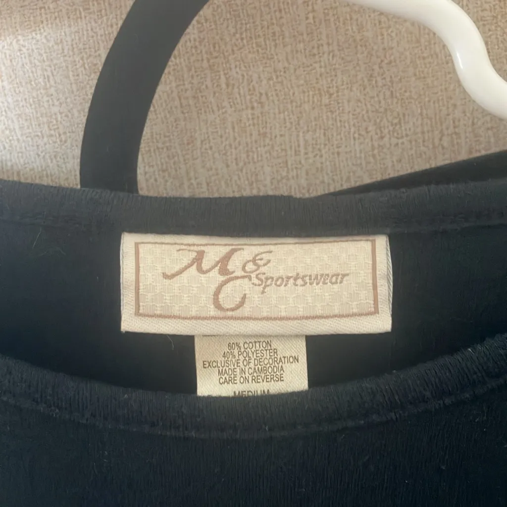 FINAL MARKDOWN Black Long Sleeve Top with Festive Ornament Design medium - Image 3