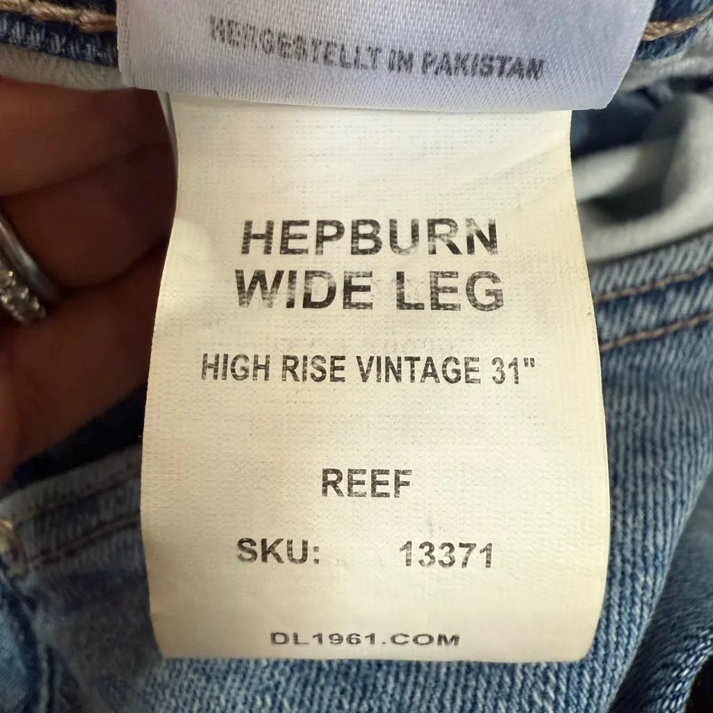 DL1961 Hepburn Wide Leg Jean in Reef | 34 x 29 (HEMMED) - Image 6