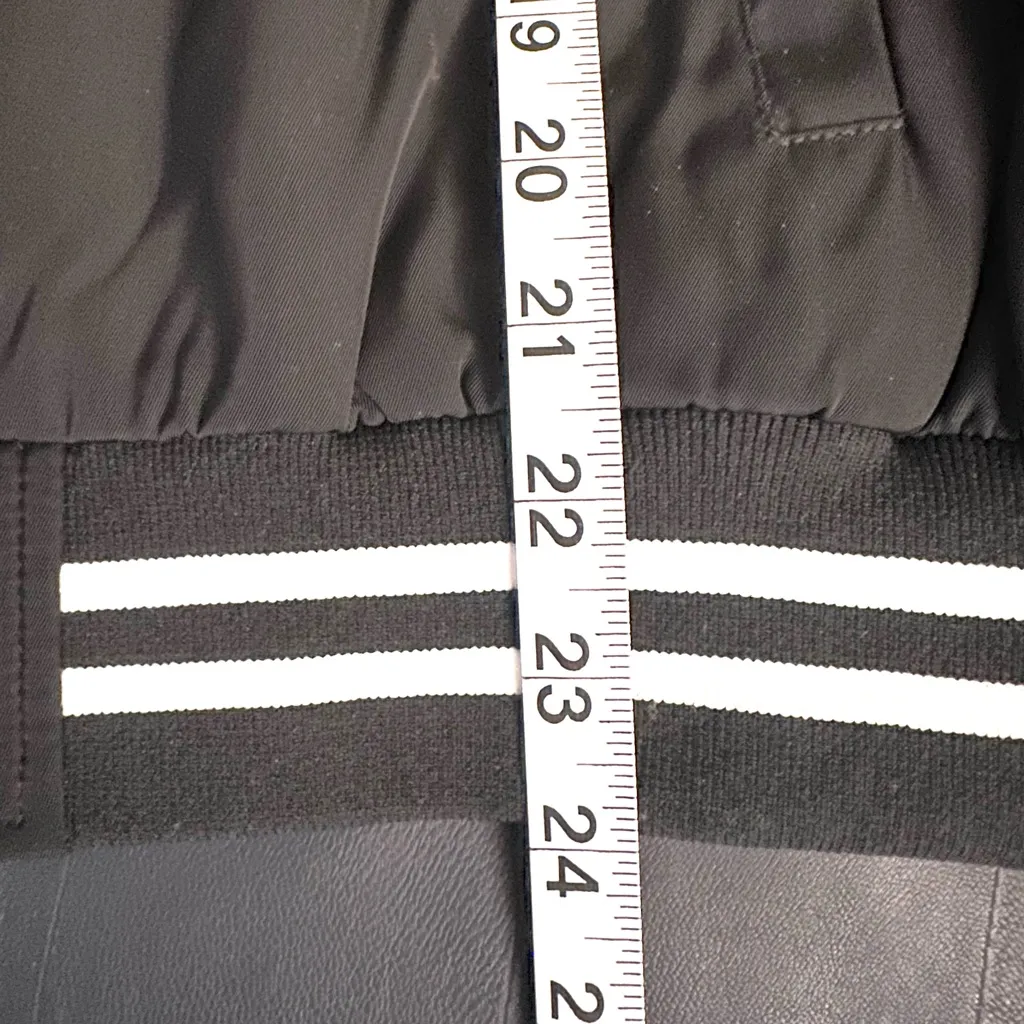 EUC Betsy Johnson Black Bomber Jacket with White Stripes - Image 9