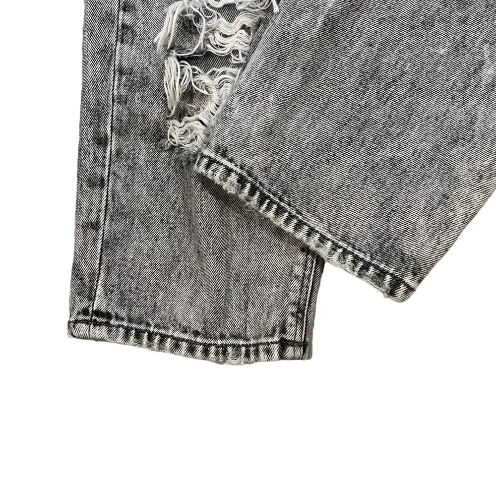 American Eagle Grey Acid Wash Distressed Mom Jeans, Sz 8 - Image 9