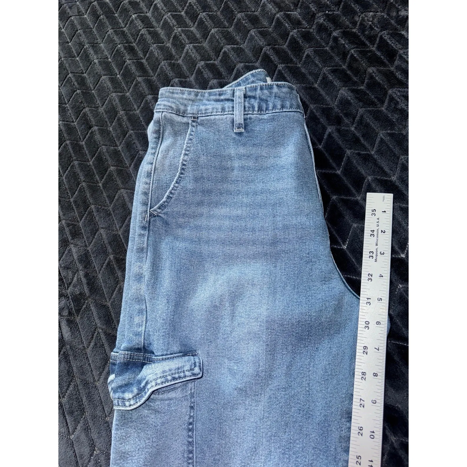 KanCan Jeans Womens Blue Flared Aspen Cargo Holly High Rise Stretch Denim Sz 32 - Image 8