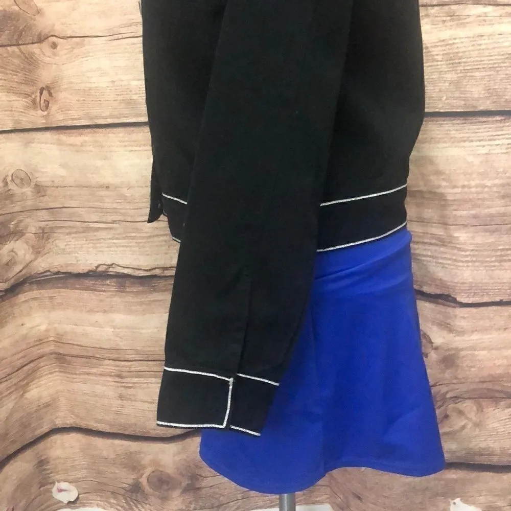 Faux diamond button long sleeve jacket in black - Image 6