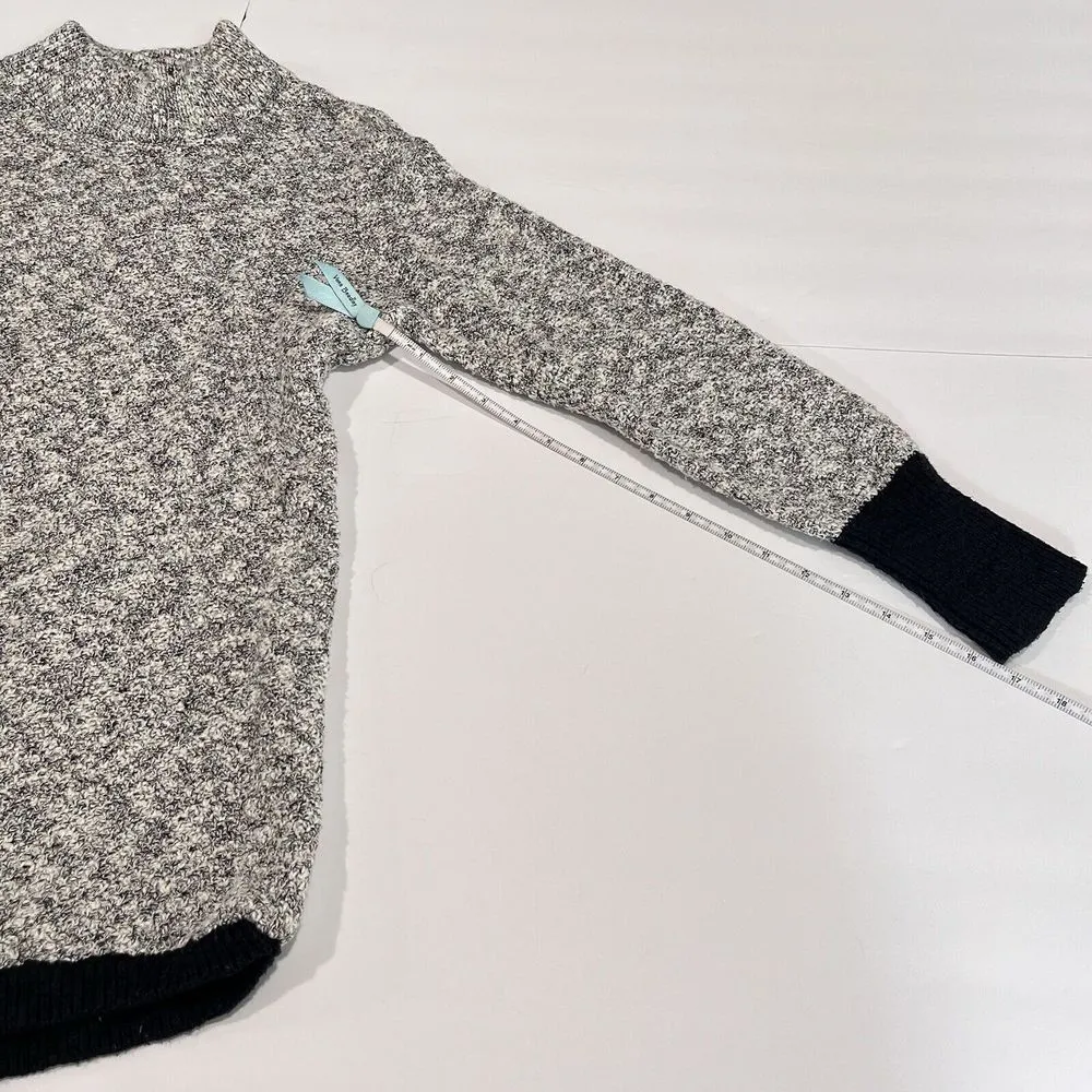LL Bean Marled Gray Black Mock Neck Linen Blend Ragg‎ Pullover Sweater MEDIUM - Image 6