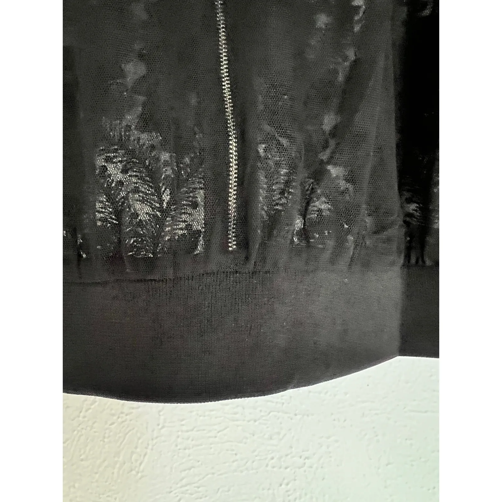 Endless Rose Embroidered Sheer Black Floral Bomber Jacket Small NWT - Image 7