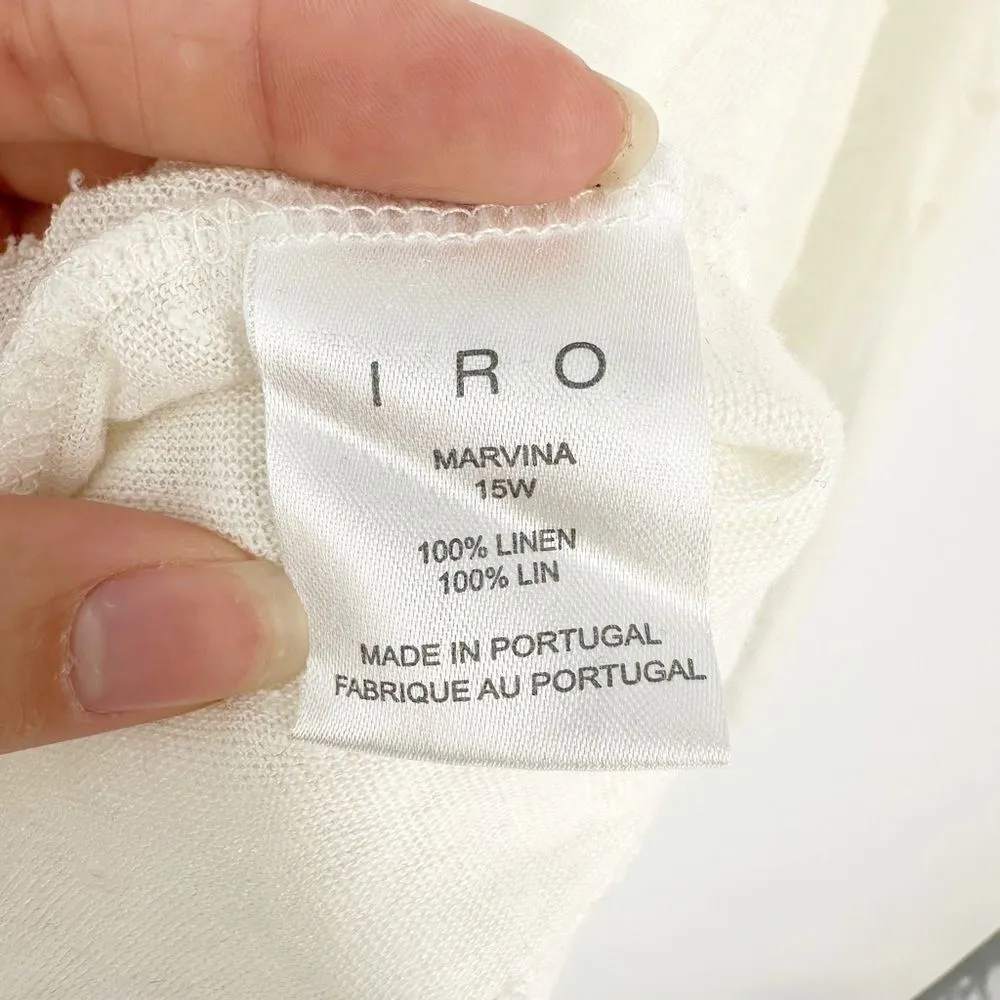 IRO Marvina Linen Long Sleeve Shredded Holes Tee in Ecru Cream Women's XS - Image 9